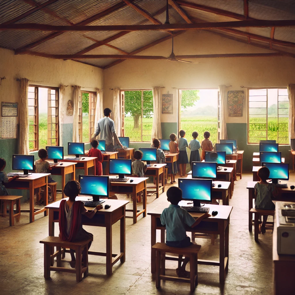 A newly established computer lab in a rural school